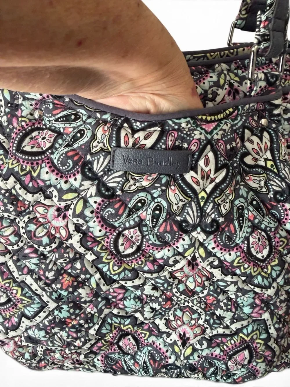 Vera Bradley Black Paisley Quilted Tote “Bonbon Paisley”